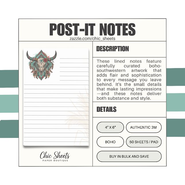 Post-it® Style Boho-Sud-Ouest Flair Ligné 3M  (Créateur téléchargé)