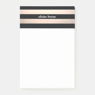 Post-it® Style Bold Rose or et noir rayé moderne