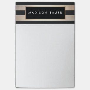 Post-it® Style moderne élégant rayé noir et or