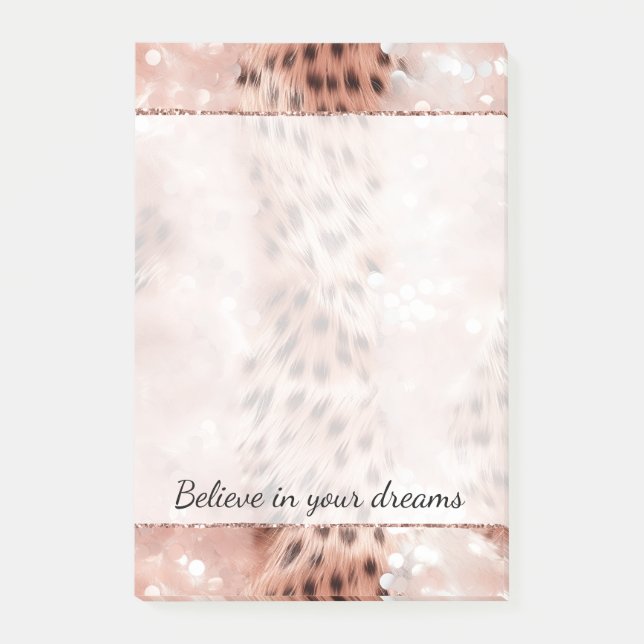 Post-it® Stylish Rose rose rose or Leopard Glitz (Devant)
