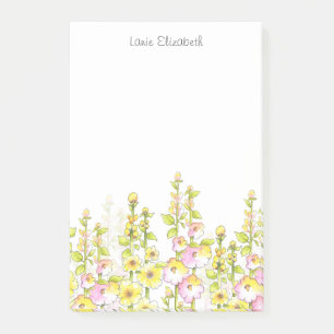 Post-it® Stylo rose jaune et aquarelle Champ de Hollyhocks