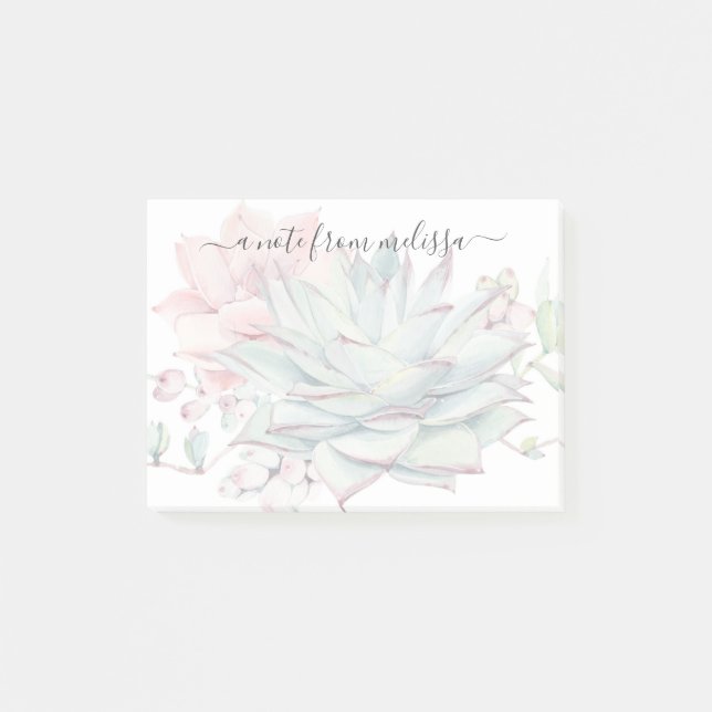 Post-it® Succulents vert rose mignon Personnalisé Post-it N (Devant)