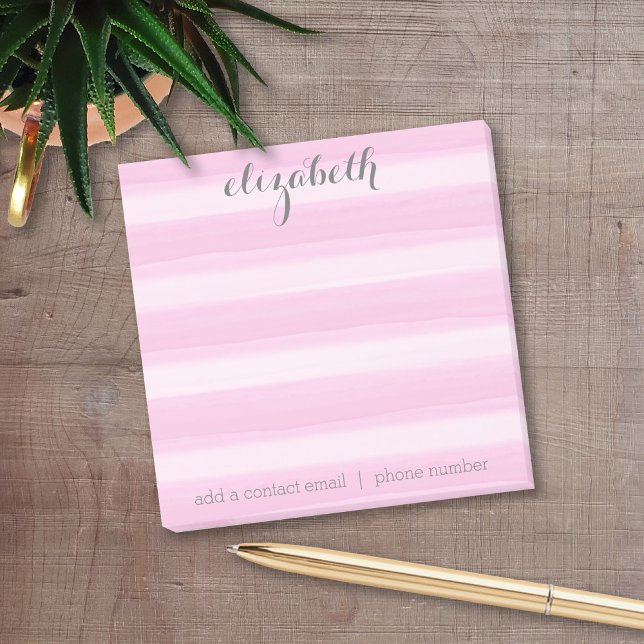 Post-it® Suite de papeterie rose et gris Pastel pour femmes (Personalized Post It Notepads)