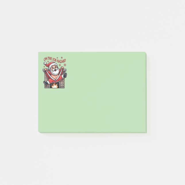 Post-it® Sur le danger du travail Père Noël en feu (Devant)
