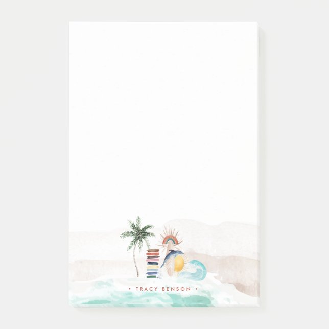 Post-it® Surf Retro Summer Boho | Monogramme personnalisé (Devant)