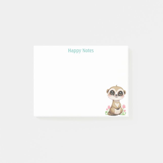 Post-it® Suricate et fleurs personnalisés mignons (Devant)