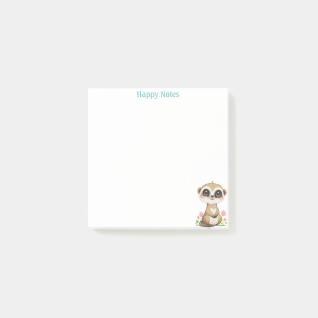 Post-it® Suricate et fleurs personnalisés mignons (Devant)