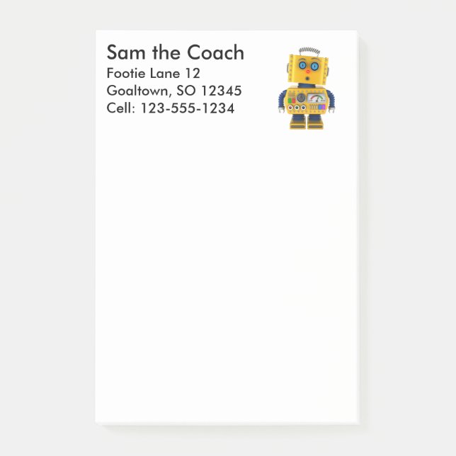 Post-it® Surprised regardant le robot de jouet (Devant)