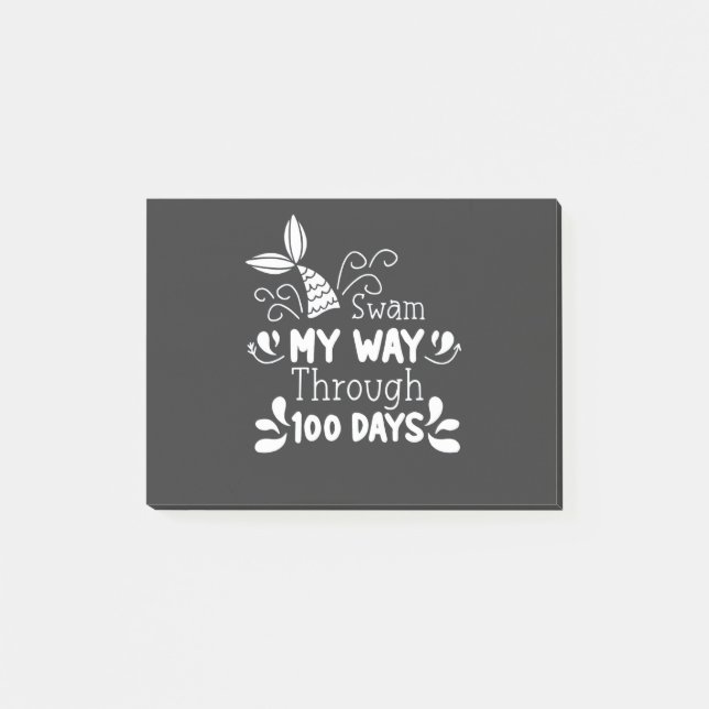 Post-it® Swam My Way Thru 100 jours d'école (Devant)