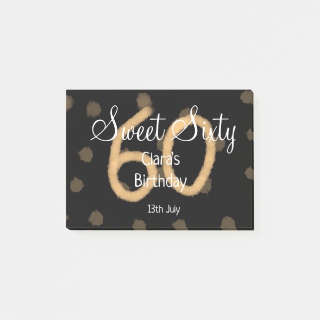 Post-it® Sweet Soixante ajouter nom date anniversaire Polka (Devant)