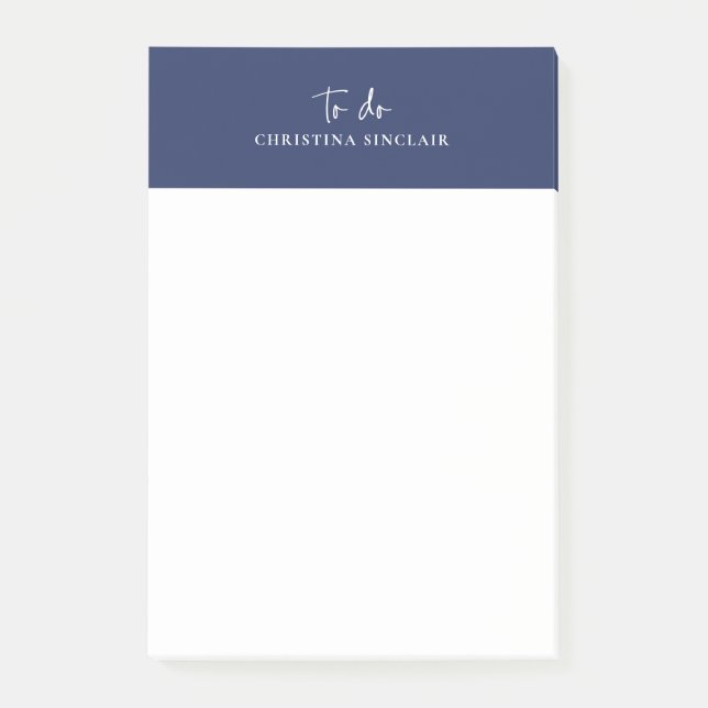 Post-it® Sylish Monogramme Bleu Marine Mode Script To Do (Devant)