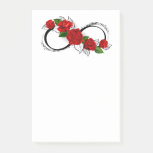 Post-it® Symbole d'infini avec des roses rouges