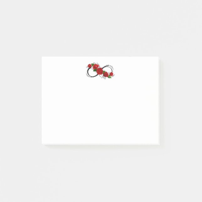 Post-it® Symbole d'infini avec des roses rouges (Devant)