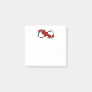 Post-it® Symbole d'infini avec des roses rouges