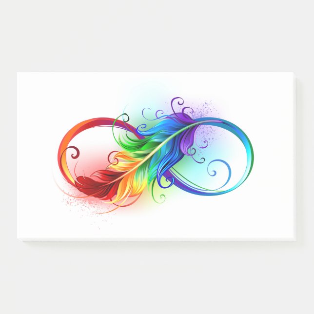 Post-it® Symbole d'infini avec plume arc-en-ciel (Devant)