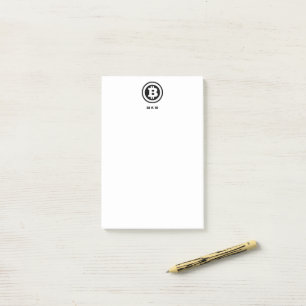 Post-it® Symbole Logo Bitcoin Noir Monogramme