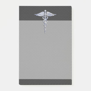 Post-it® Symbole Médicale Chrome Caduceus Carbon Décor Fibr