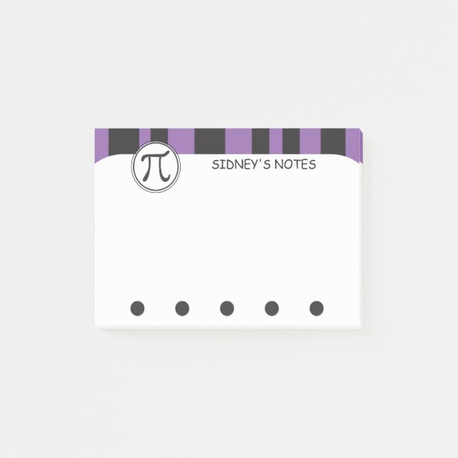 Post-it® Symbole Pi Personnalisé Violet Thème Mathématiques (Devant)