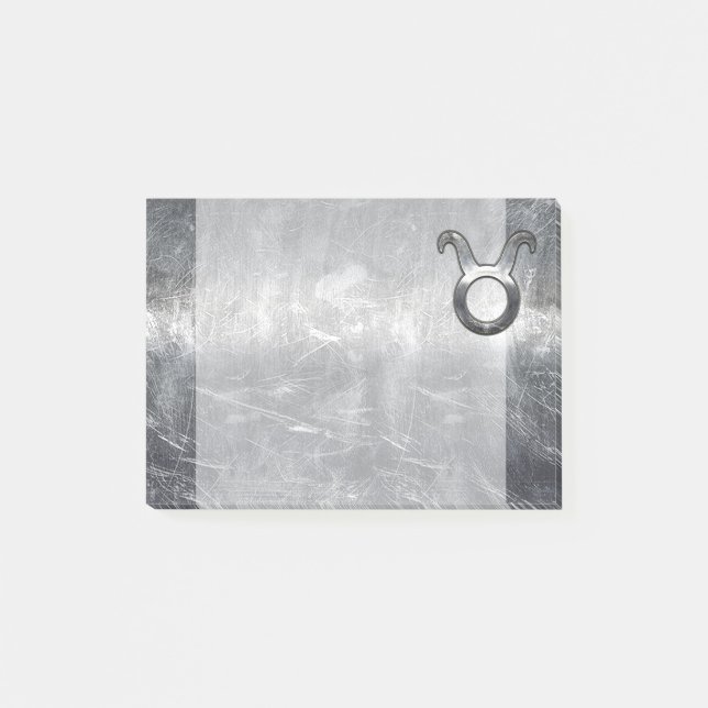 Post-it® Symbole Taurus Zodiac Grunge Style Argent Distress (Devant)