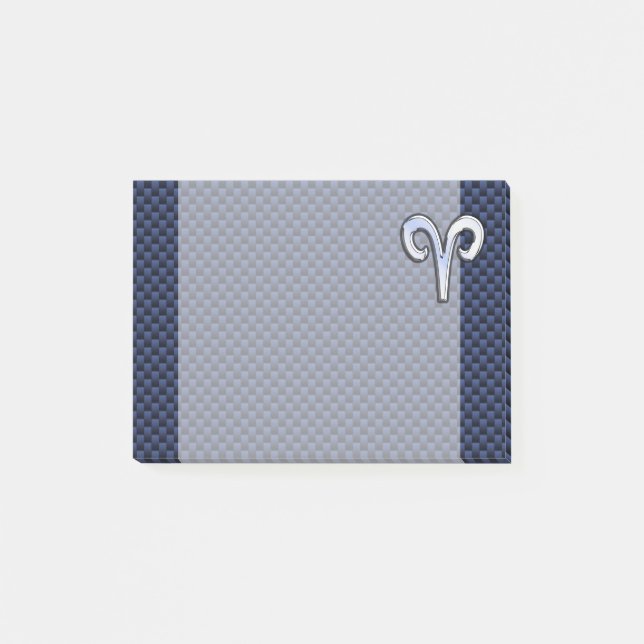 Post-it® SYMBOLE Zodiaque Silver Aries Style carbone de la  (Devant)