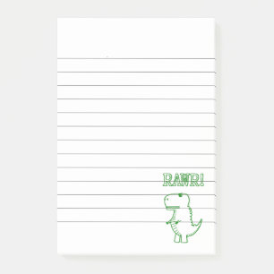 Post-it® T Rex Dinosaure Vert en colère Ligné