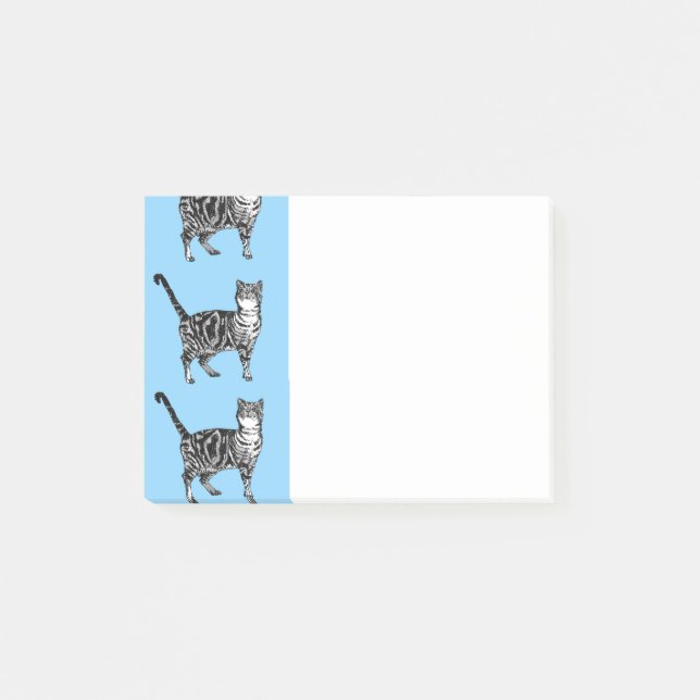 Post-it® Tabby Cat Motif Blue Cats Post it Notes (Devant)