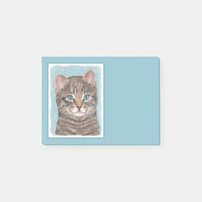 Post-it® Tabby Gris Peinture Chat - Cute Original Art Chat (Devant)