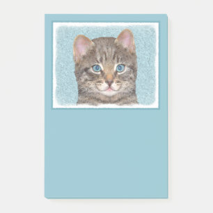 Post-it® Tabby Gris Peinture Chat - Cute Original Art Chat