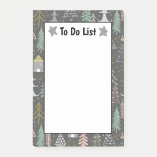 Post-it® Tableau noir Arbres de Noël et Maisons Jaune rose