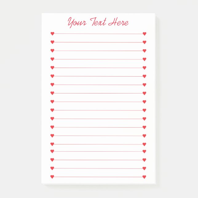 Post-it® Tableau personnalisé effaçable avec des cœurs roug (Devant)
