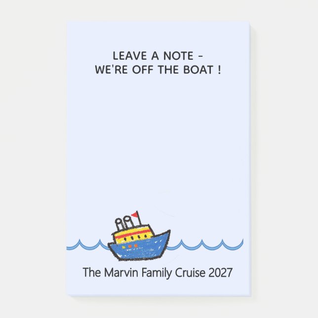 Post-it® Tablette de message pour bateau de croisière  (Devant)