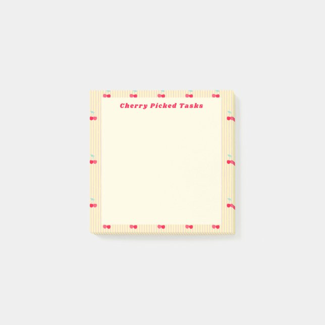 Post-it® Tâches Cueilleuses De Cerises Bordure Rétro Pop (Devant)