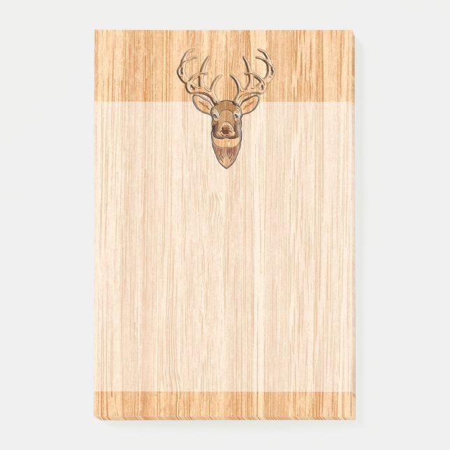 Post-it® Tail blanche Tête de cerf Blond Grain de bois (Devant)