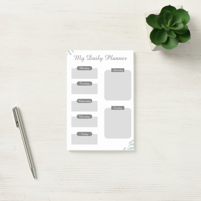 Post-it® Tailles grises Feuille de planificateur quotidienn (Bureau)