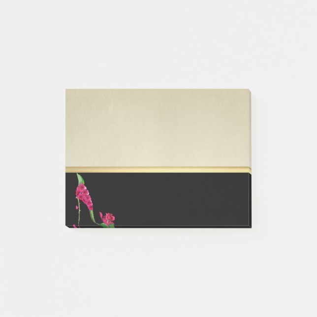 Post-it® Talons Fleur Élégants Modernes Féminins, Noir, Crè (Devant)