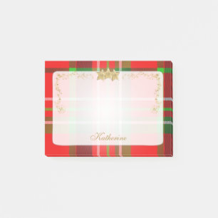 Post-it® Tartan de Noël et étoiles rouges et verts
