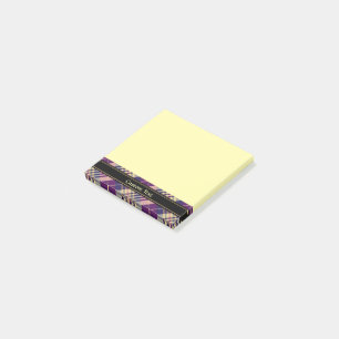 Post-it® Tartan mauve, or et bleu