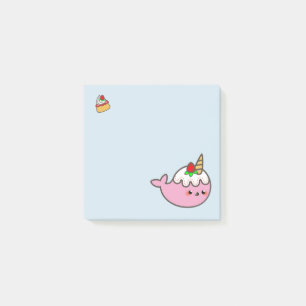 Post-it® Tarte sablée Narwhal de fraise de Kawaii