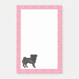 Post-it® Tartine de bande dessinée de chien Carlin noir à m