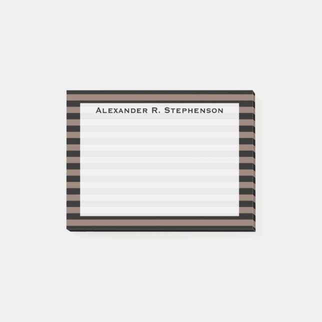 Post-it® Taupe de monogramme Brown et bande noire (Devant)