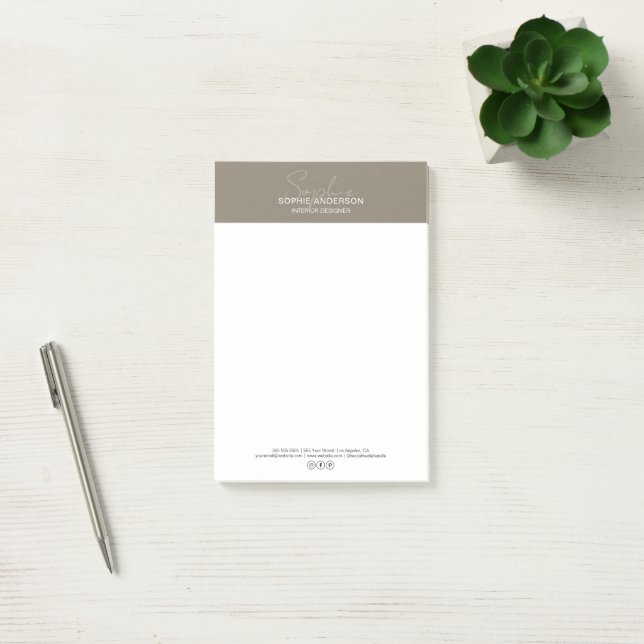 Post-it® Taupe de script moderne Professionnel Entreprise (Bureau)