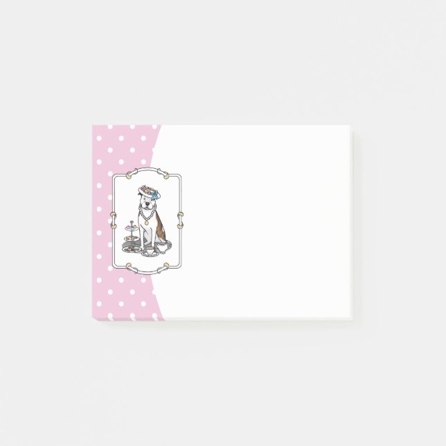 Post-it® Tea Party Pit Bull (lt brindle white 3) chien mign (Devant)