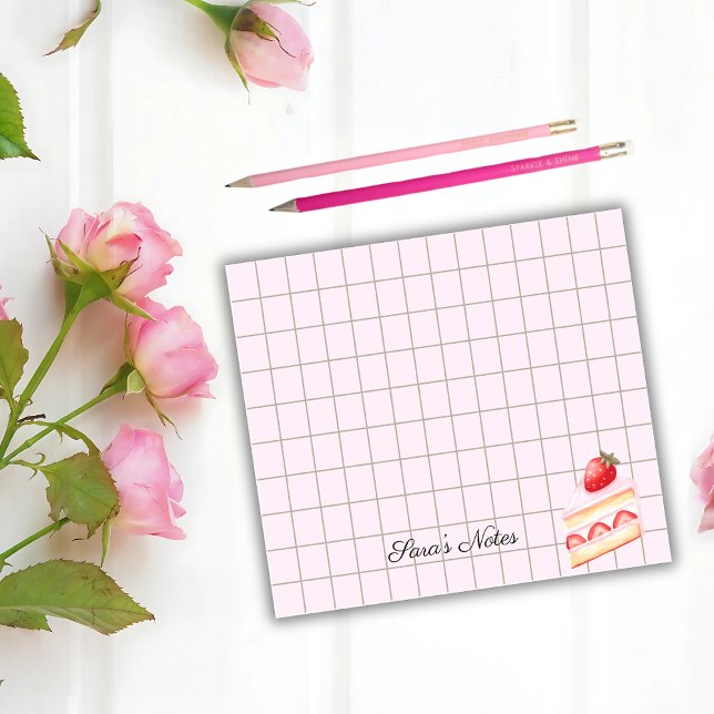 Post-it® Tea Time Strawberry Cake – Personalized Grid Stick (Créateur téléchargé)