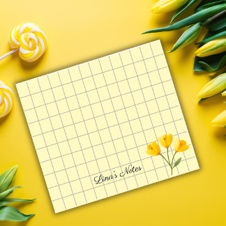 Post-it® Tea Time Yellow Flower – Personalized Grid Sticky 