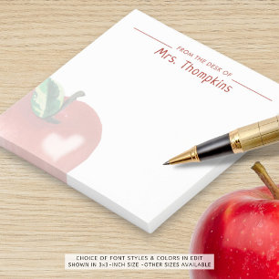 Post-it® Teacher Apple Heart Red Name Aquarelle