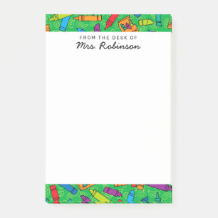 Post-it® Teacher de Crayons Vert mignon du bureau de 4 x 6