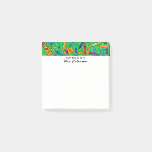 Post-it® Teacher des Crayons verts mignons du bureau de 3x3