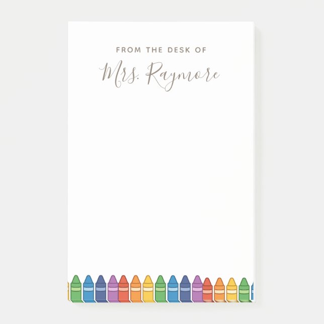 Post-it® Teacher Thank You Note – Rainbow Crayon Custom Car (Devant)