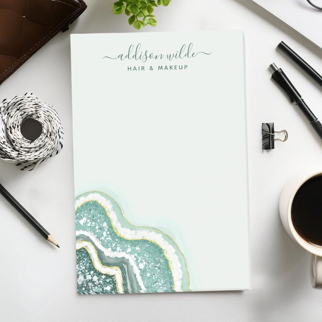 Post-it® Teal Or Glitter Agate Géode Luxe Personnalisé (Créateur téléchargé)