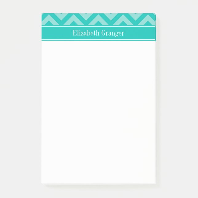 Post-it® Teal Turquoise LG Chevron Teal Name monogram (Devant)